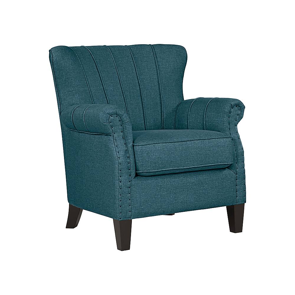 Angle View: Handy Living - Gilcrest Linen Armchair - Medium Blue