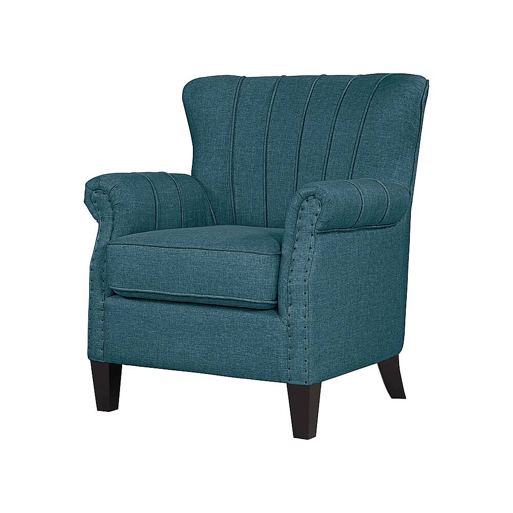 Left View: Handy Living - Gilcrest Linen Armchair - Medium Blue