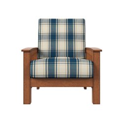 Handy Living - Maison Hill Exposed Wood Frame Mission-Style Armchair Cherry Finish - Blue - Front_Zoom