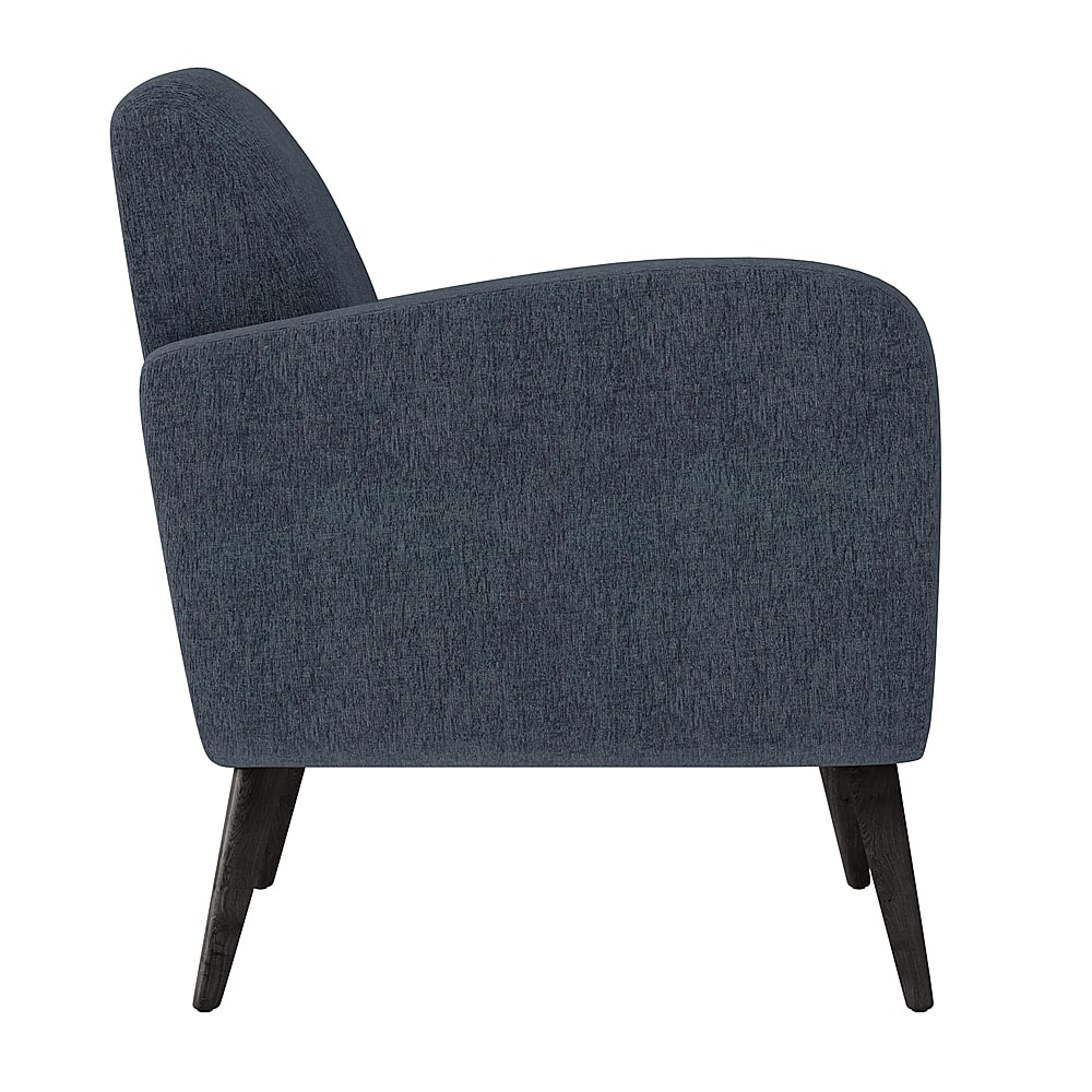 Left View: Handy Living - Kenneth Mid-Century Modern Chenille Armchair with Espresso Finish Legs - Blue