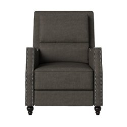 ProLounger - Basalt Distressed Faux Leather Pushback Recliner Chair - Fog Gray - Front_Zoom