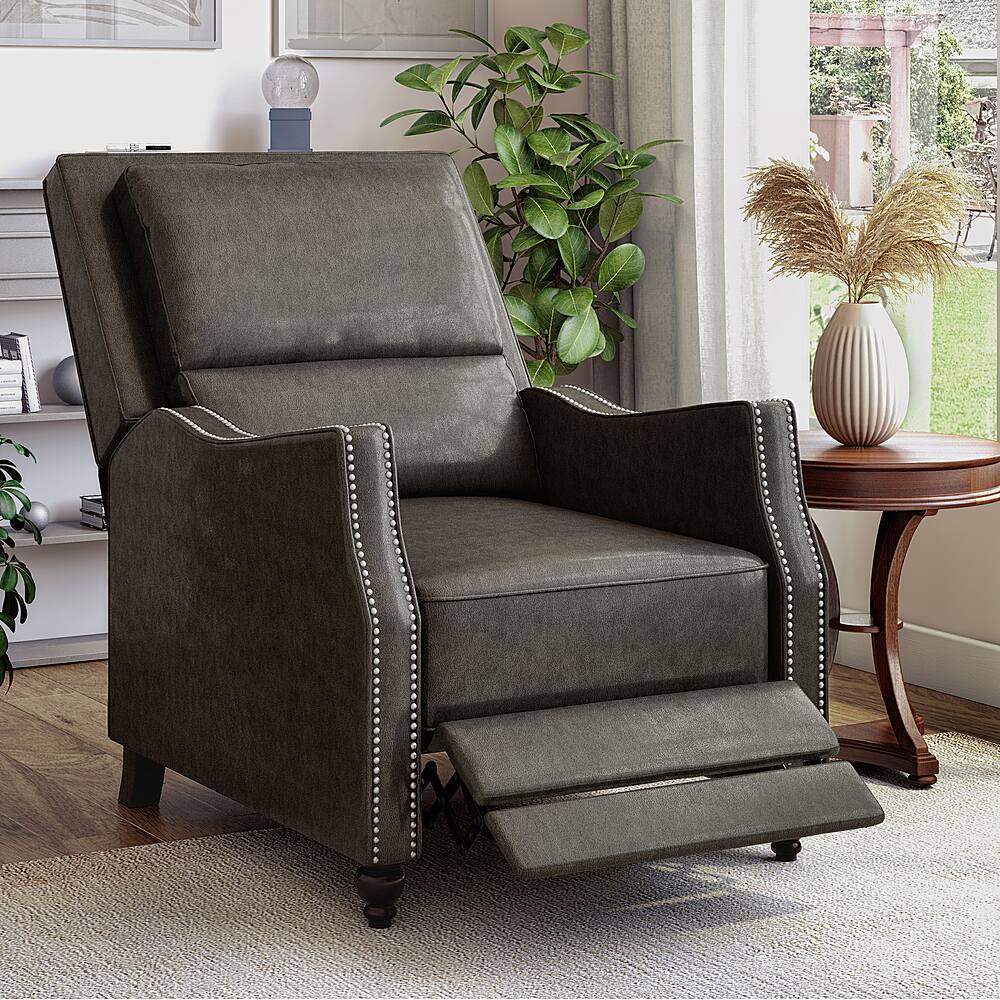 Best Buy: ProLounger Basalt Distressed Faux Leather Pushback Recliner ...