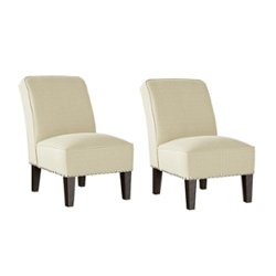 Handy Living - Bryce Transitional Armless Linen Accent Chairs (set of 2) - Creamy Tan Oatmeal - Front_Zoom