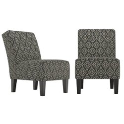 Handy Living - Bryce Transitional Armless Diamond Medallion Accent Chairs (set of 2) - Charcoal Gray - Front_Zoom