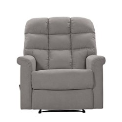 ProLounger - Cooper Tufted Back Extra Large Low-Pile Velour Wall Hugger Reclining Chair - Smoke Gray - Front_Zoom