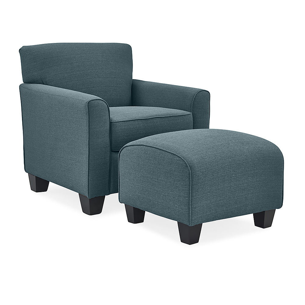 Angle View: Handy Living - Leonardo Transitional Linen Arm Chair and Ottoman - Blue