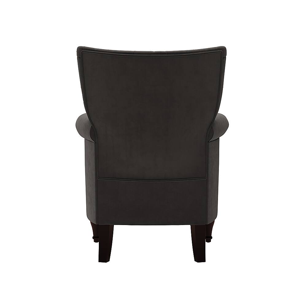 Best Buy Handy Living Minstral Rolled Arm Traditional Velvet Armchair and Ottoman Charcoal Gray
