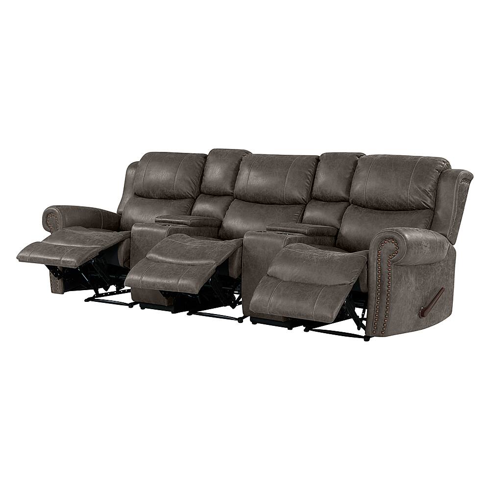 Best Buy ProLounger Di'Onna Rolled Arm Distressed Faux Leather 3 Seat