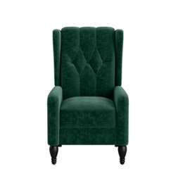 ProLounger - Feigin Velvet Wingback Pushback Recliner Chair - Emerald Green - Front_Zoom