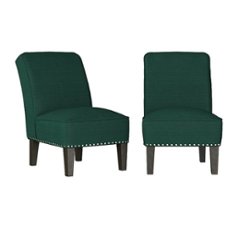 Handy Living - Bryce Transitional Armless Linen Accent Chairs (set of 2) - Emerald Green - Front_Zoom