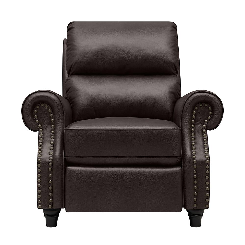 Best Buy ProLounger Chevon Renu Leather Pushback Recliner Chair Coffee