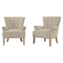 Handy Living - Merrimo Chenille Rolled Arm Chair (set of 2) - Barley Tan - Front_Zoom