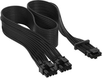 CORSAIR - 2’ Premium Individually Sleeved 12+4pin PCIe Gen 5 Type-4 600W 12VHPWR Cable - Black - Front_Zoom
