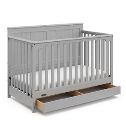 Graco - Hadley 5-in-1 Convertible Crib with Drawer - Pebble Gray - Front_Zoom