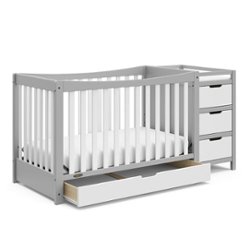 Graco - Remi 4-in-1 Convertible Crib and Changer - Pebble Gray/White - Front_Zoom