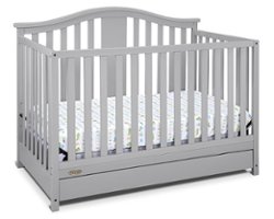 Graco - Solano 5-in-1 Convertible Crib with Drawer - Pebble Gray - Front_Zoom
