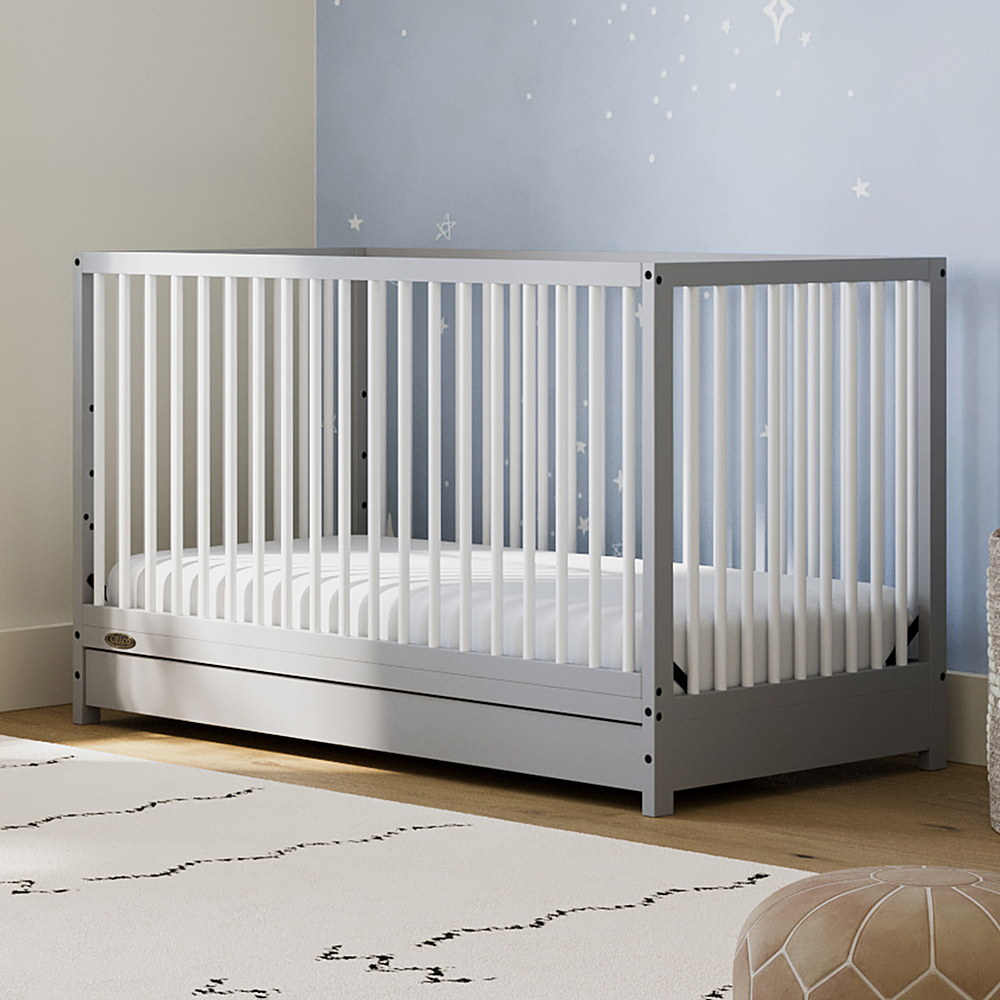 Best Buy: Graco Teddi 5-in-1 Convertible Crib with Drawer Pebble Gray ...
