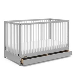 Graco - Teddi 5-in-1 Convertible Crib with Drawer - Pebble Gray/White - Front_Zoom