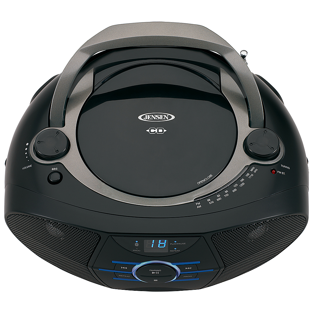 Angle View: Jensen - Portable AM/FM Stereo CD Player with Bluetooth - Black