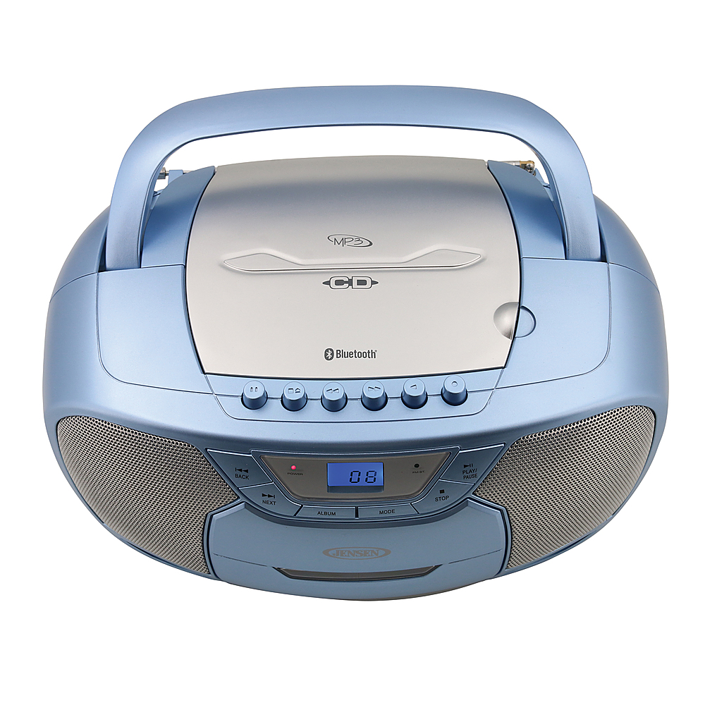 Angle View: Jensen - Portable Bluetooth Stereo with AM/FM, CD, Cassette Player - Blue