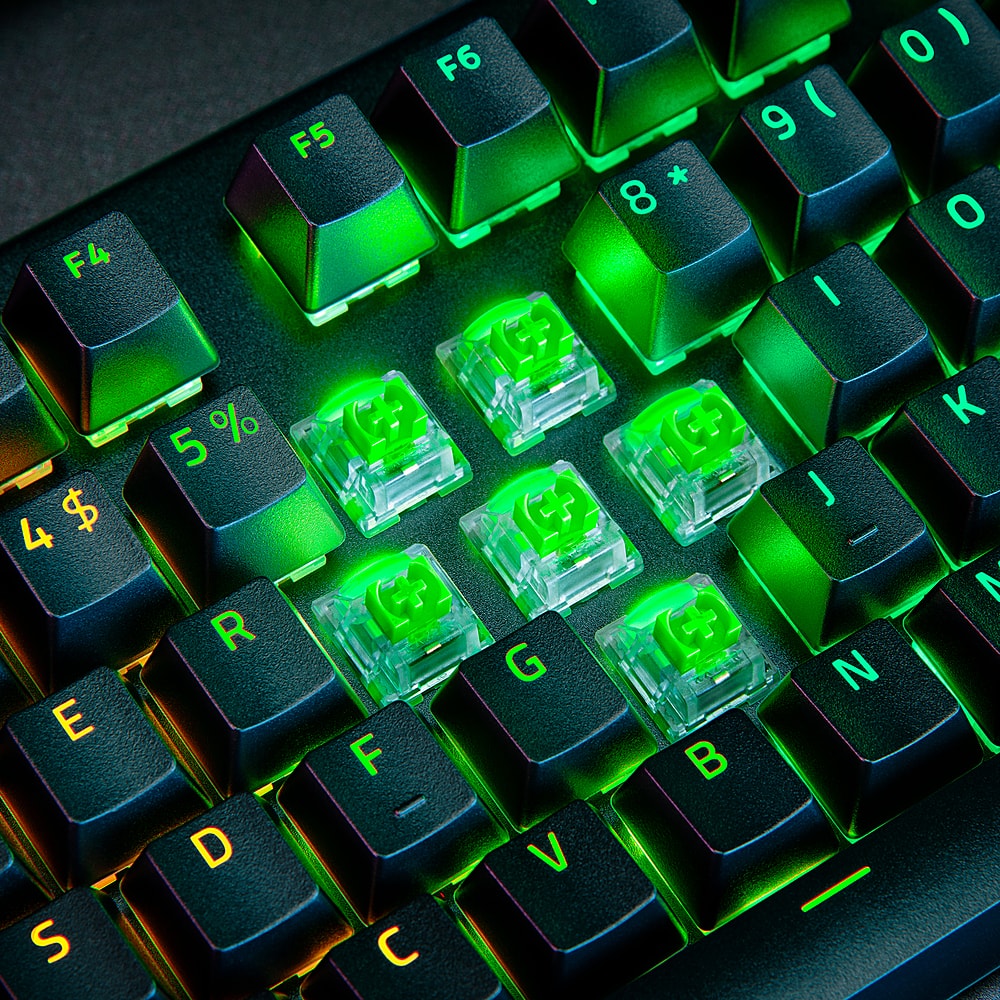 Alt View 16. Razer - BlackWidow V4 Pro Full Size Wired Mechanical Green Clicky Switch Gaming Keyboard with Chroma RGB Backlighting - Black.