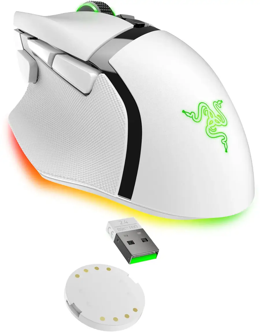 Alt View 26. Razer - Basilisk V3 Pro Customizable Wireless Gaming Mouse with Razer HyperScroll Tilt Wheel - White.