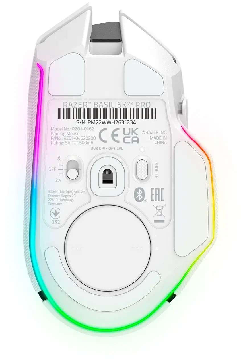 Alt View 27. Razer - Basilisk V3 Pro Customizable Wireless Gaming Mouse with Razer HyperScroll Tilt Wheel - White.