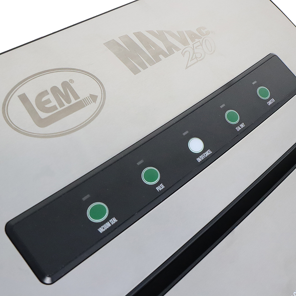 Left View: LEM Product - MaxVac 250 Vacuum Sealer - Stainless