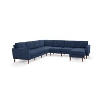 Burrow - Mid-Century Nomad 7-Seat Corner Sectional with Chaise - Navy Blue - Front_Zoom
