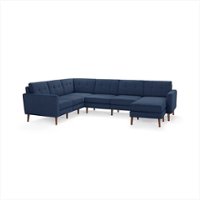 Burrow - Mid-Century Nomad 6-Seat Corner Sectional with Chaise - Navy Blue - Front_Zoom