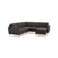 Burrow - Mid-Century Nomad 5-Seat Corner Sectional with Chaise - Charcoal - Front_Zoom