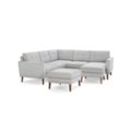 Front Zoom. Burrow - Mid-Century Nomad 5-Seat Corner Sectional with Chaise and Ottoman - Crushed Gravel.