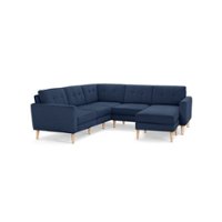 Burrow - Mid-Century Nomad 5-Seat Corner Sectional with Chaise - Navy Blue - Front_Zoom