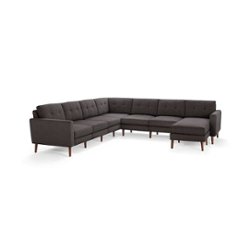 Burrow - Mid-Century Nomad 7-Seat Corner Sectional with Chaise - Charcoal - Front_Zoom