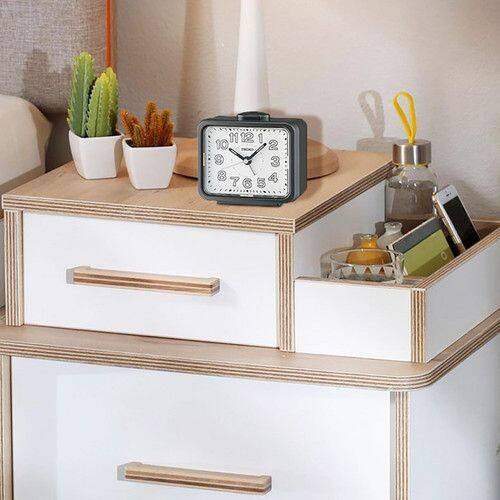 Angle. Seiko - Seiko 3.5"  Akarui Alarm Clock, Black - Black.