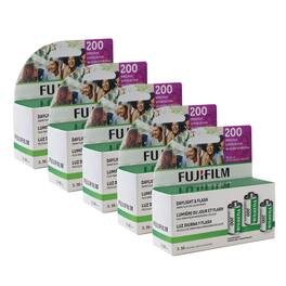 5x Fujifilm 200 Color Negative 35mm Film (36 Exposures) - 3 Pack - Multi
