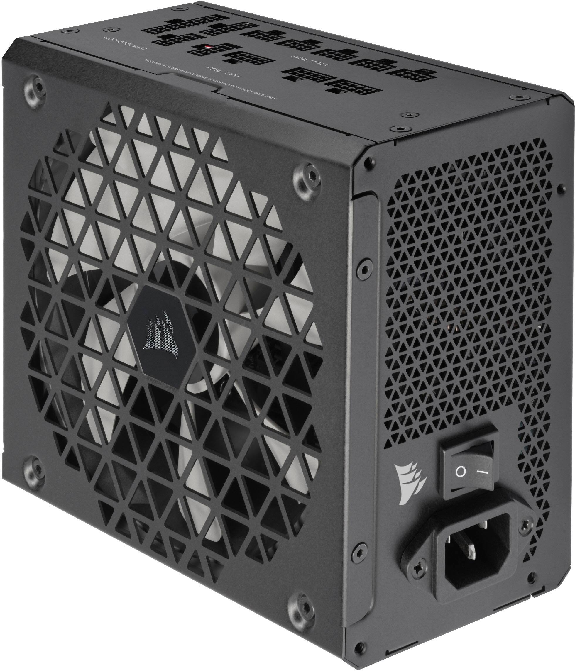 Front. CORSAIR - RMx Shift Series RM850x 80 Plus Gold Fully Modular ATX Power Supply with Modular Side Interface - Black.