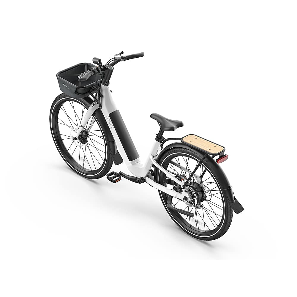 Left. OKAI - Stride Front Bike Basket - Black.