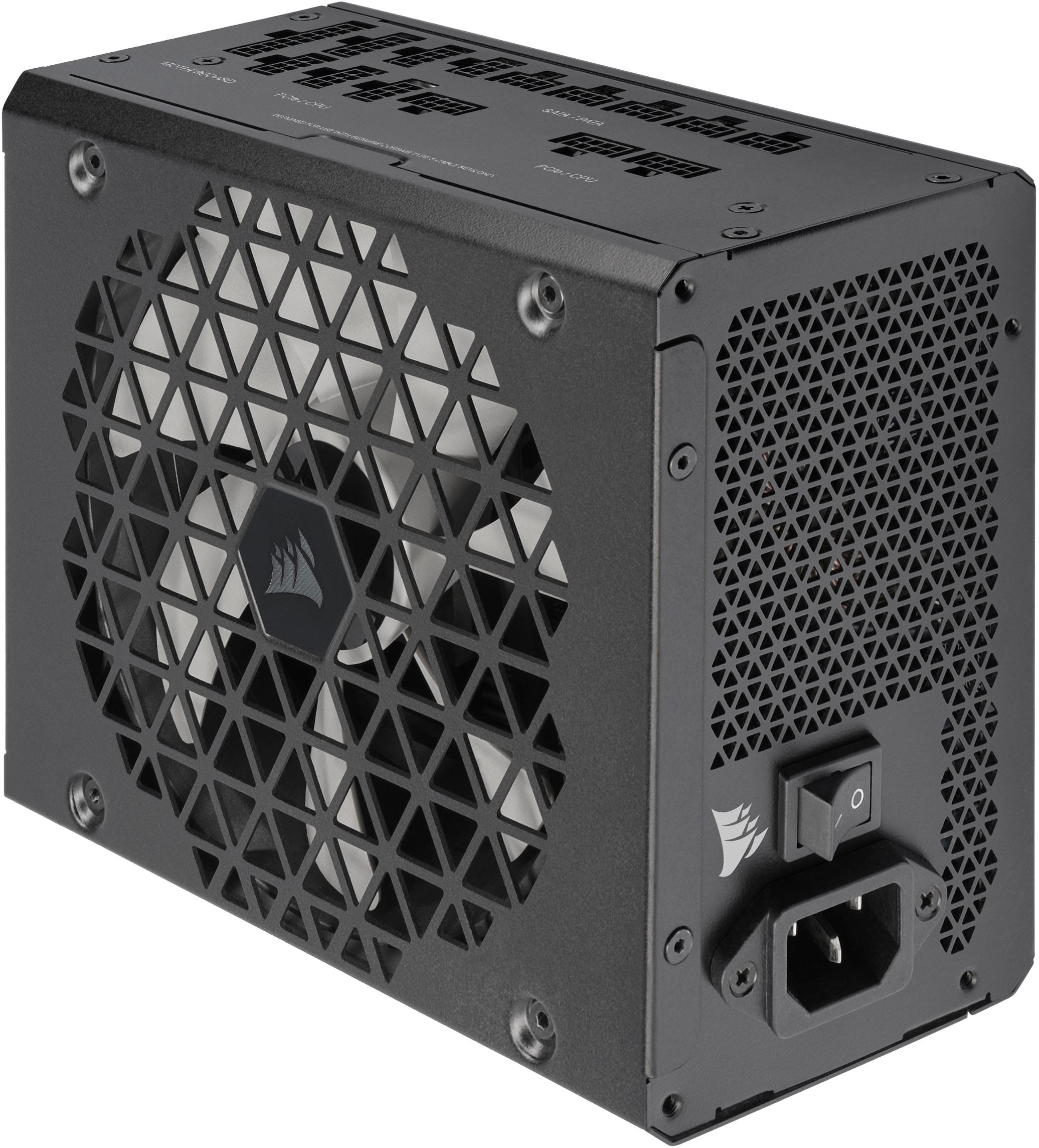 Front. CORSAIR - RMx Shift Series RM1000x 80 Plus Gold Fully Modular ATX Power Supply with Modular Side Interface - Black.
