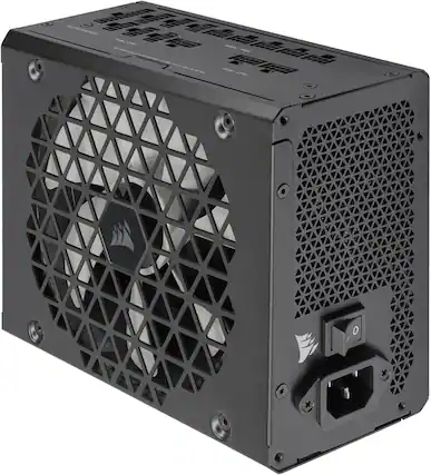Front. CORSAIR - RMx Shift Series RM1000x 80 Plus Gold Fully Modular ATX Power Supply with Modular Side Interface - Black.