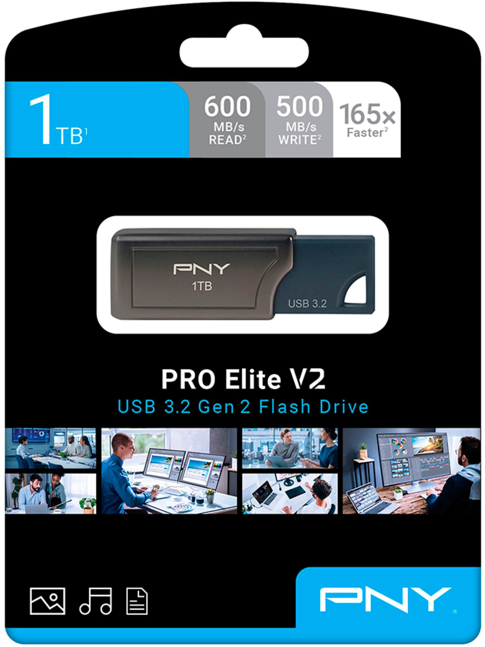 Alt View 15. PNY - PRO Elite V2 1TB USB 3.2 Gen 2 Flash Drive - Black.