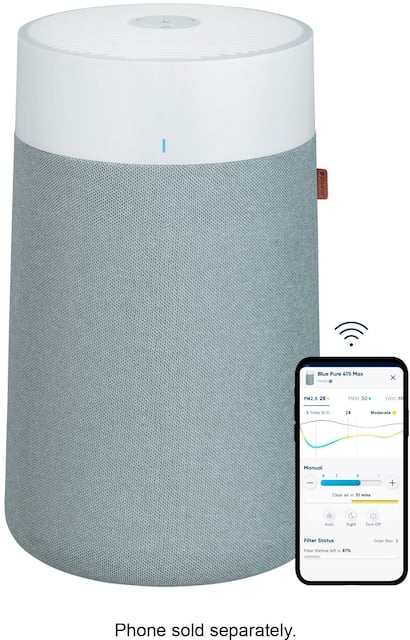 Blueair Blue Pure 411i Max 219 Sq. Ft HEPASilent Smart Small Room Bedroom  Air Purifier White/Gray 110057 - Best Buy