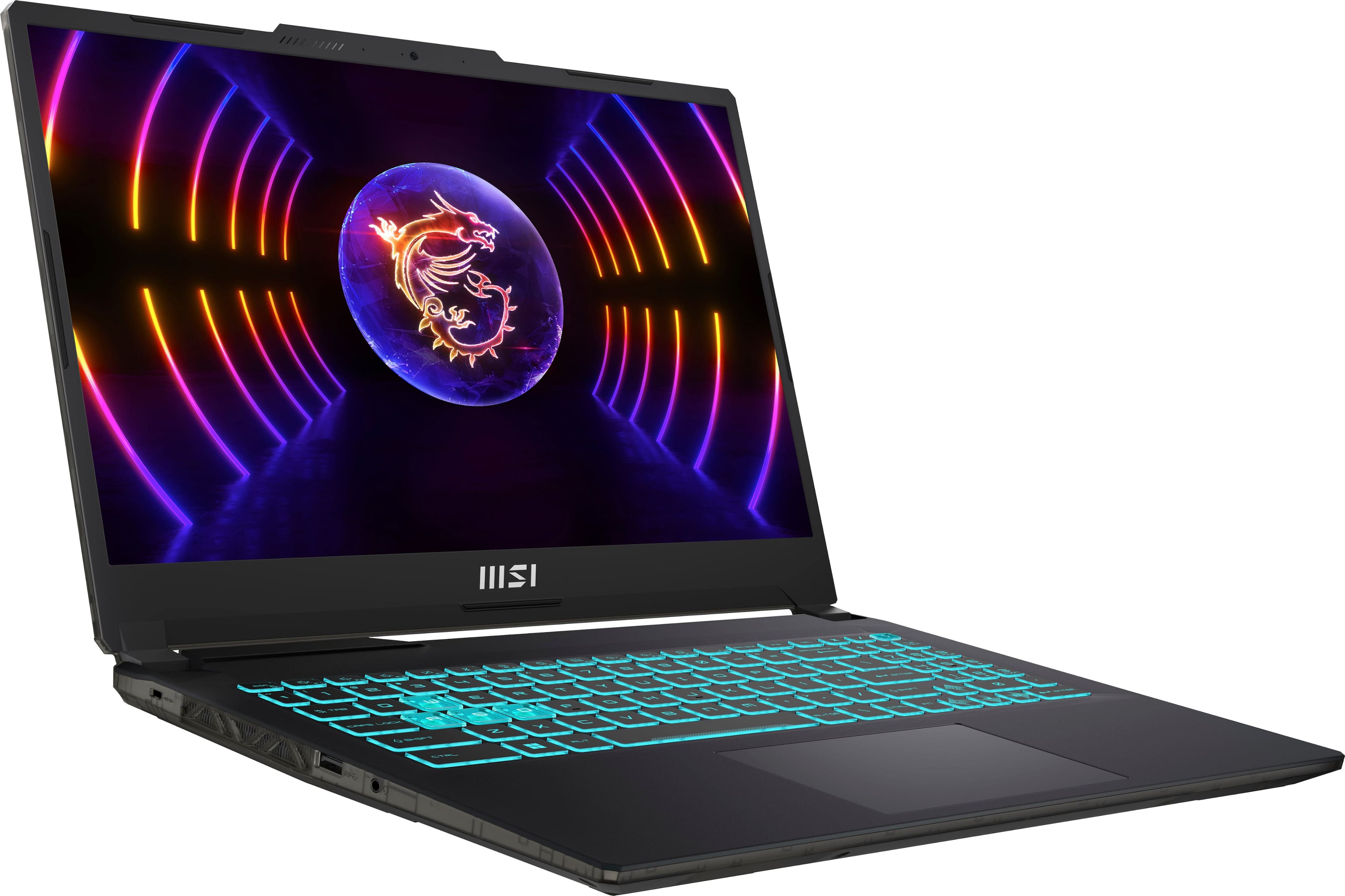 Left. MSI - Cyborg 15.6" 144hz Gaming Laptop - Intel Core i7 - NVIDIA GeForce RTX 4060 with 8GB RAM and 512GB SSD - Black.