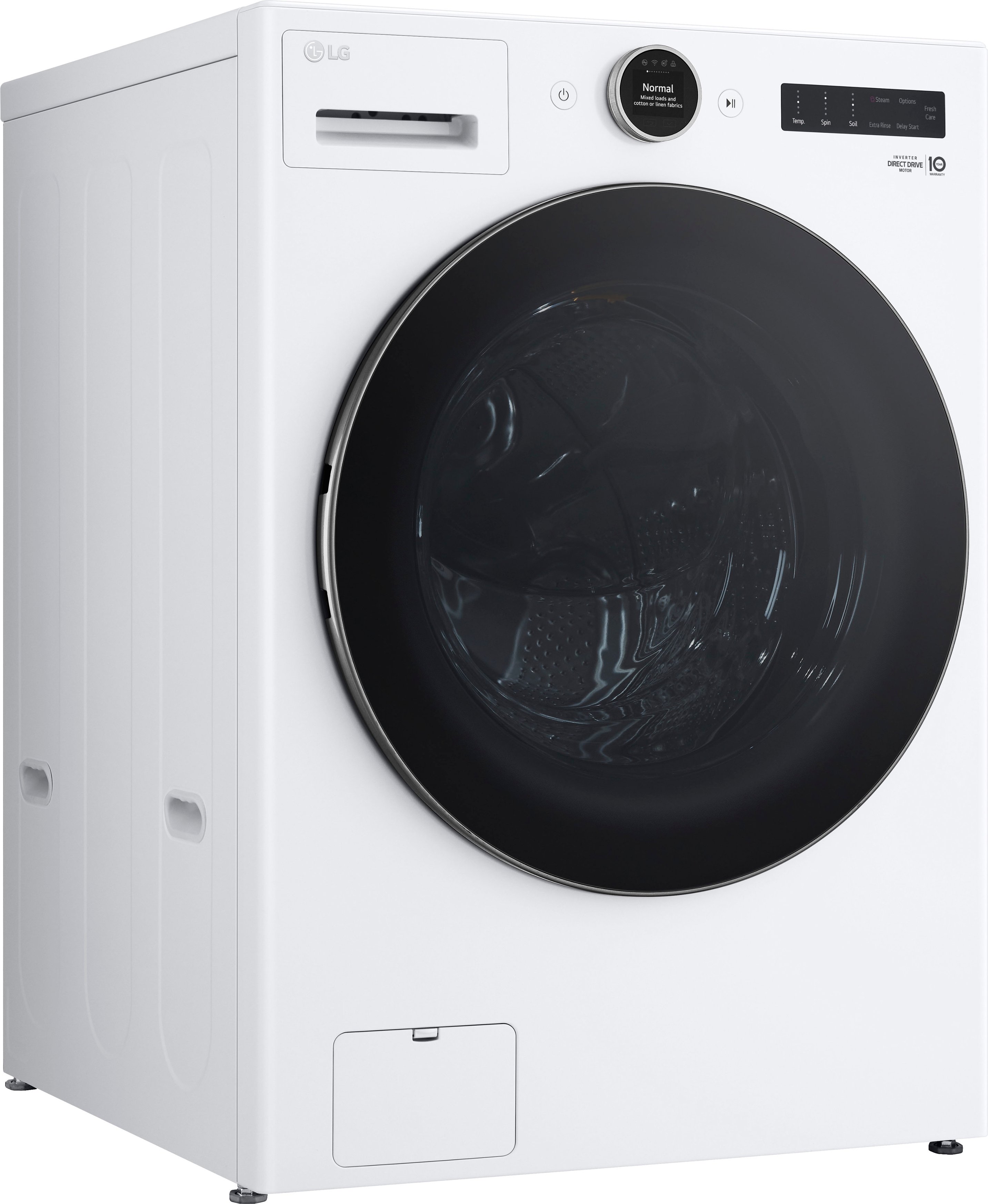 Angle View: LG - 4.5 Cu. Ft. High-Efficiency Smart Front Load Washer with Steam and TurboWash 360 - White