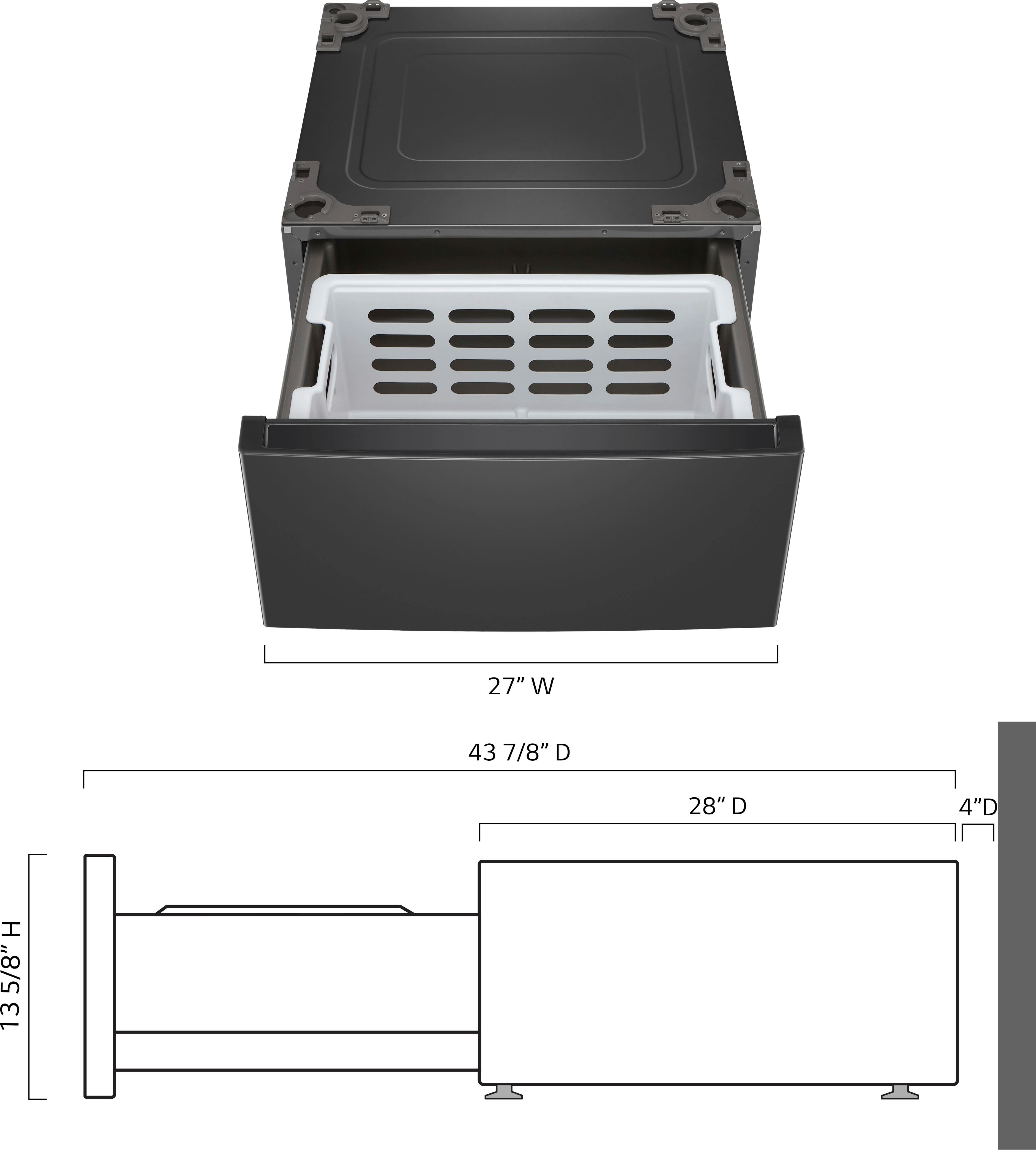 Left. LG - 27" Laundry Pedestal with Storage Drawer - Middle Black.