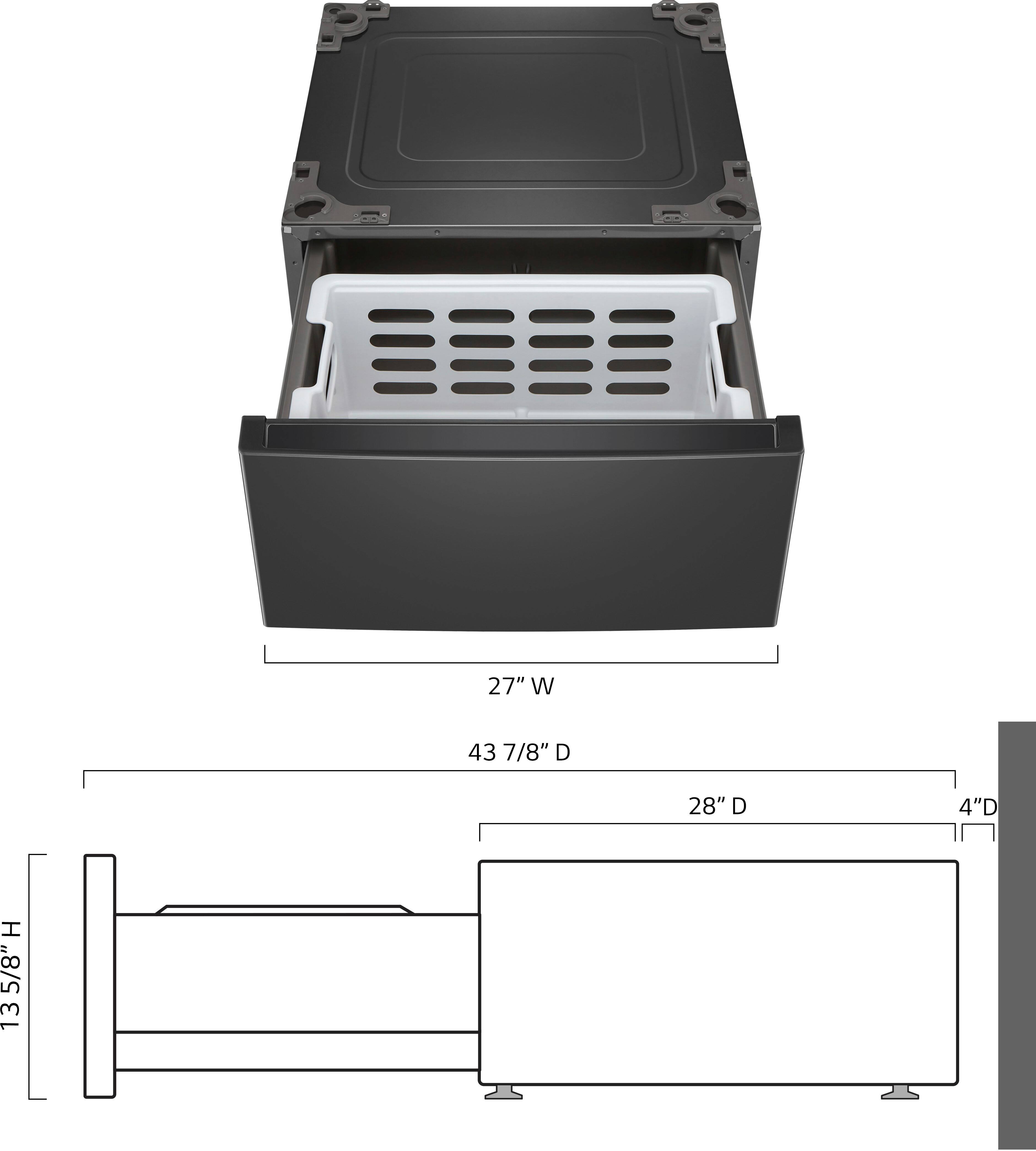 Left. LG - 27" Laundry Pedestal with Storage Drawer - Middle Black.