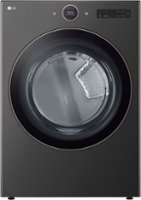 LG - 7.4 Cu. Ft. Smart Electric Dryer with Steam and Sensor Dry - Black Steel - Front_Zoom
