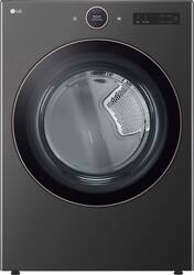 LG - 7.4 Cu. Ft. Stackable Smart Electric Dryer with Steam and Sensor Dry - Black Steel - Front_Zoom