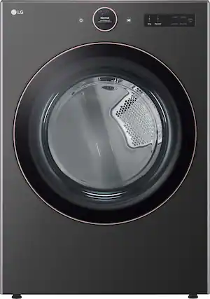 Front. LG - 7.4 Cu. Ft. Smart Electric Dryer with Steam and Sensor Dry - Black Steel.