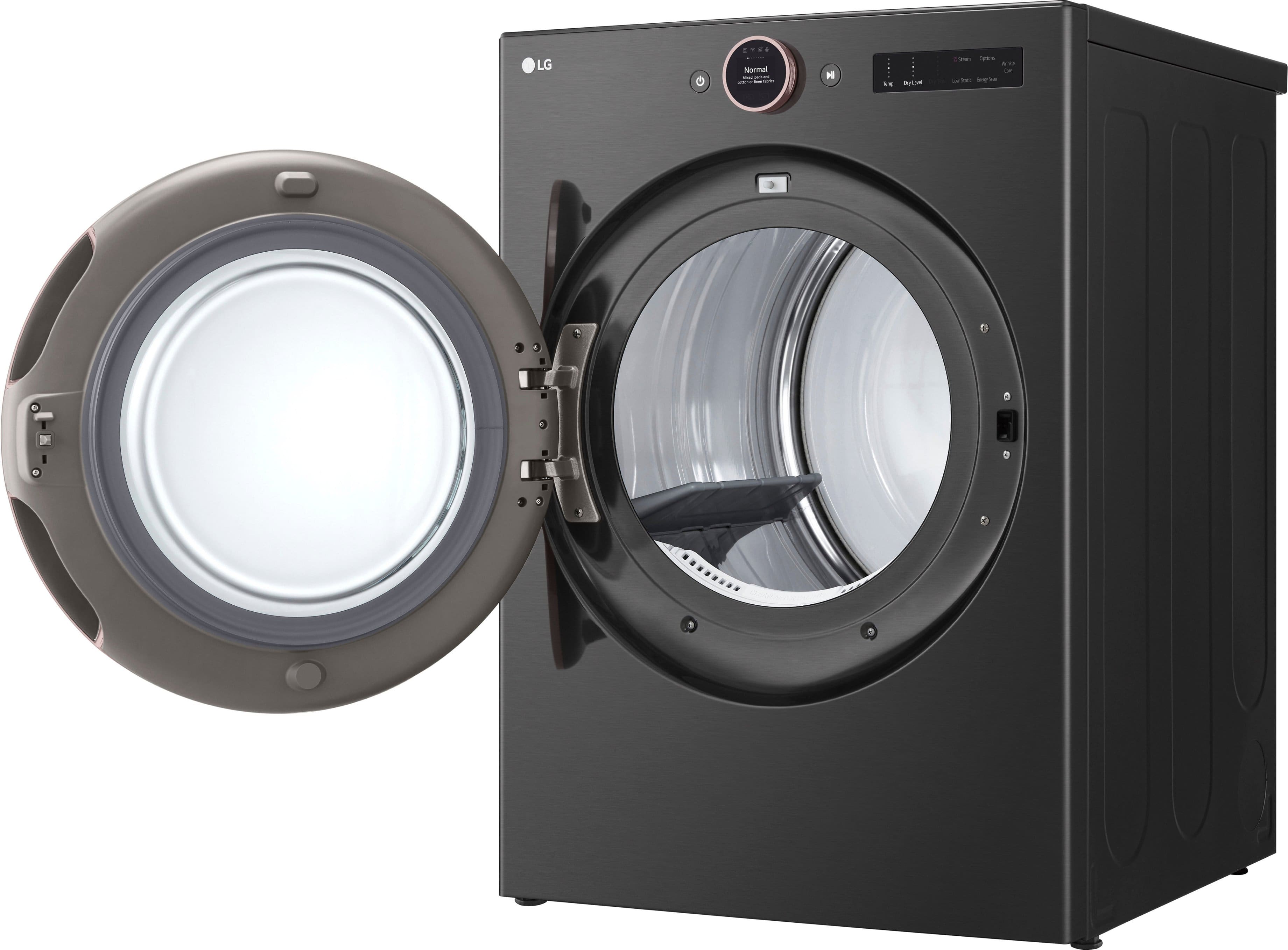Alt View 21. LG - 7.4 Cu. Ft. Smart Electric Dryer with Steam and Sensor Dry - Black Steel.